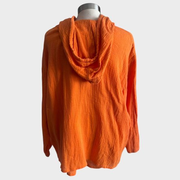 Salon Z Real Clothing Saks Fifth Avenue Size 22 Orange Hoodie Pullover - Picture 4 of 6